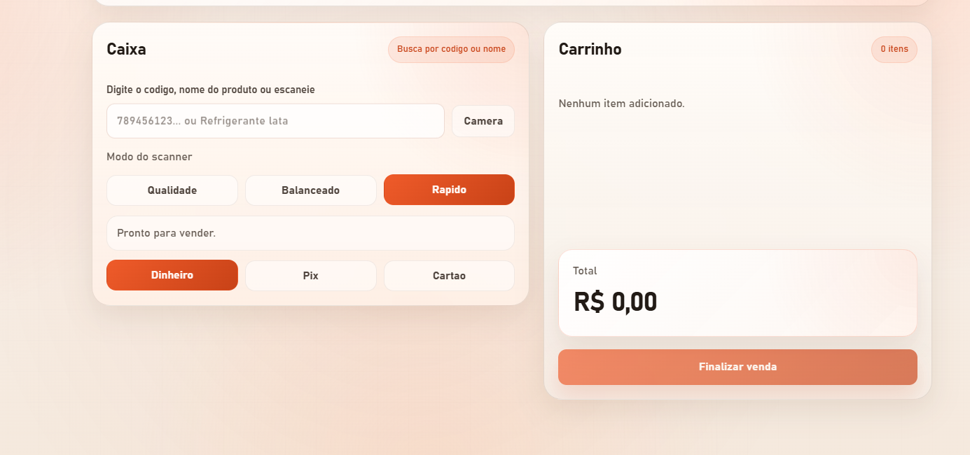 Tela caixa do NexaPay